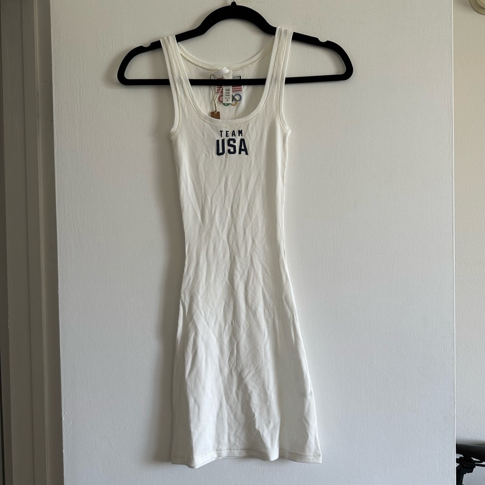 SKIMS X Team USA Olympics American Flag Comfy White Ribbed Dress Size XS